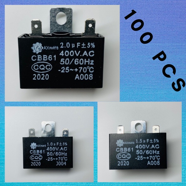100PCS Electricfan capacitor 1.5uf/1uf/ 2uf 400vac | Shopee Philippines