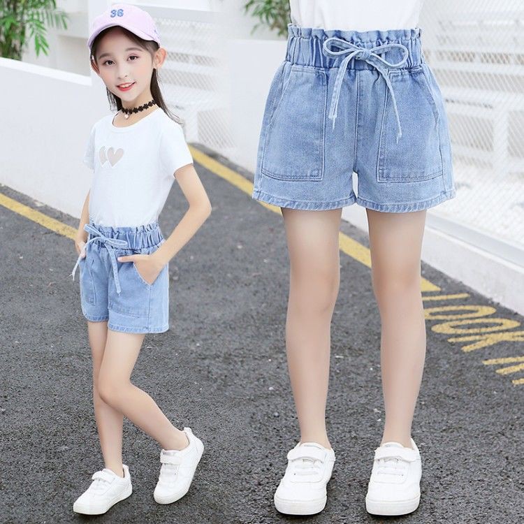 three quarter denim shorts