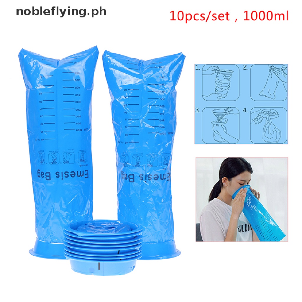 nobleflying 10 Pack Emesis Bag Disposable Vomit Bags Aircraft & Car Sickness Bag Nausea Bag PH