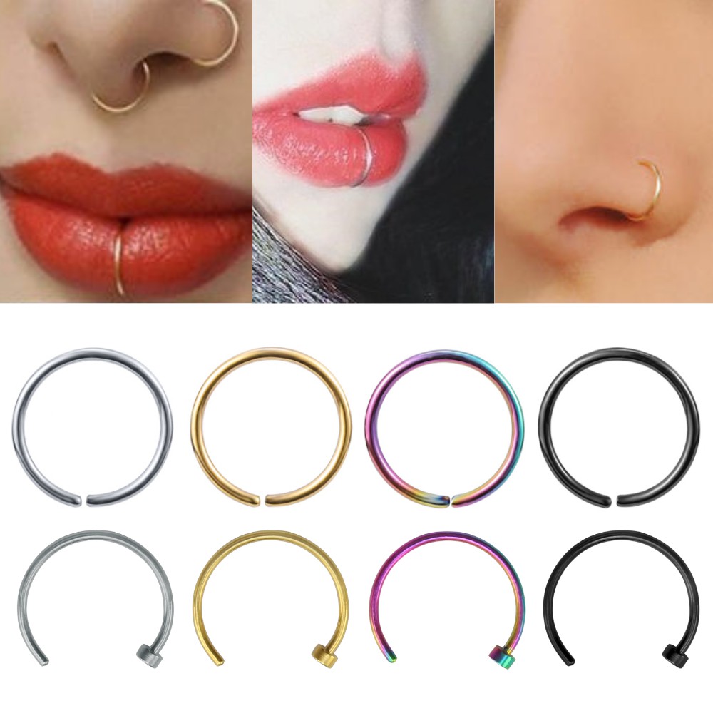 Stainless Steel Nose Rings Tragus Helix Conch Lips Piercings Cartilage ...