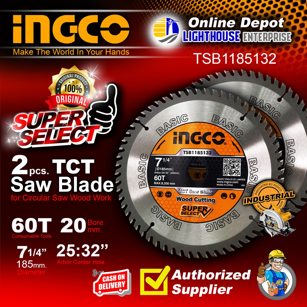 INGCO Super Select 2pcs TCT Saw Blade for Circular Saw Wood Work