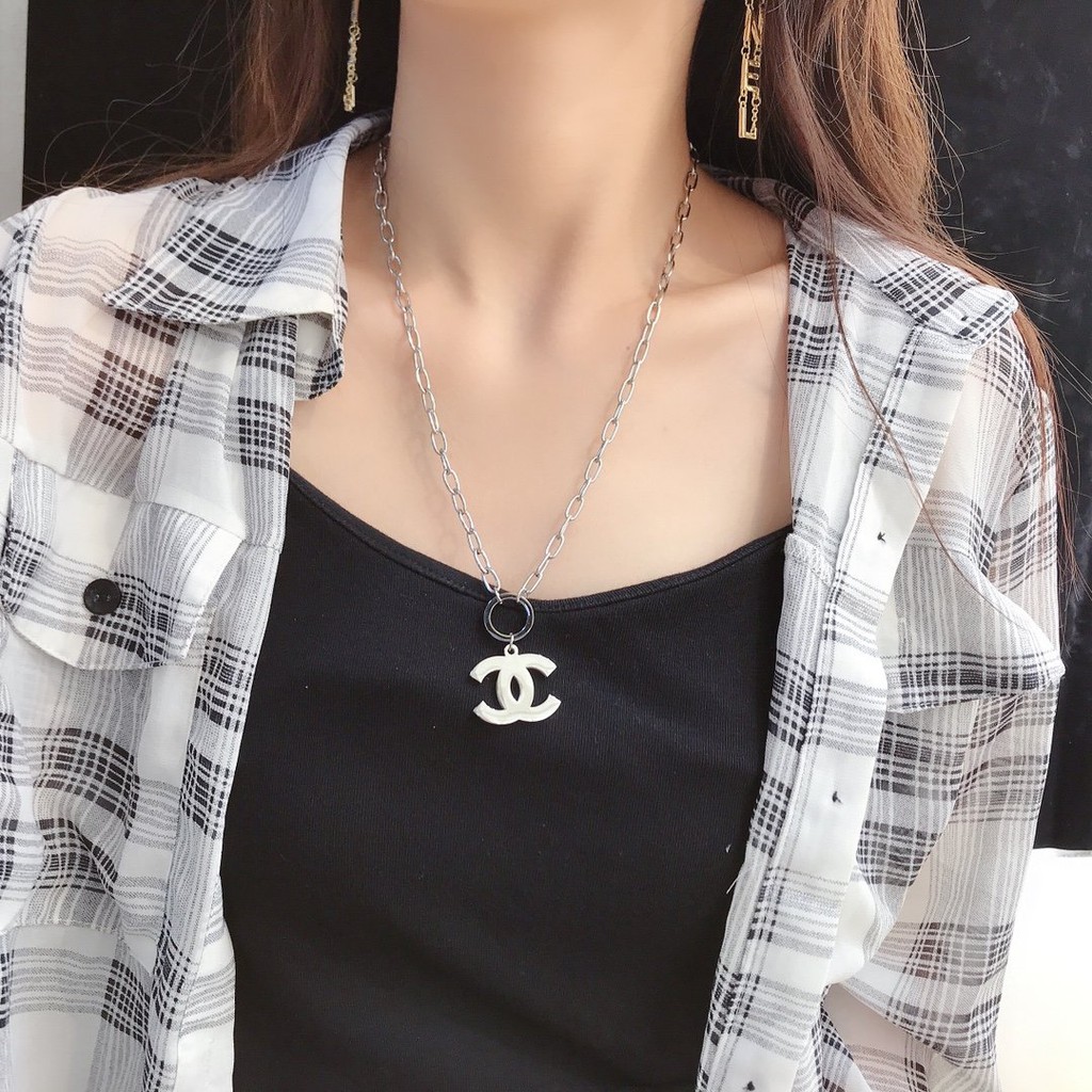 Chanel Necklace Letter Necklace Women's Sweater Chain Jewelry | Shopee  Philippines