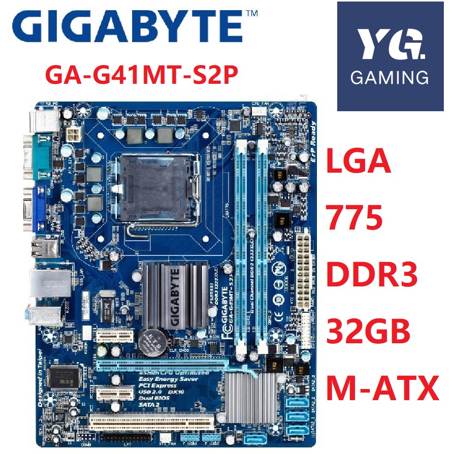 GIGABYTE GAG41MTS2P Desktop Motherboard G41 Socket LGA 775 DDR3 8G M