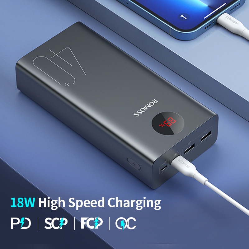 Romoss Pea40 40000mah 18w / Pea40pf 22.5w Power Bank Pd20w Qc 3.0 Two-Way Fast Charging Powerbank - Image 4