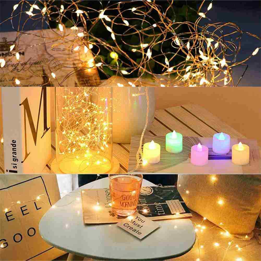 1/2M 10/20 Led Remote Control LED Copper Wire Lamp Decoration Small Holiday Light C4M5