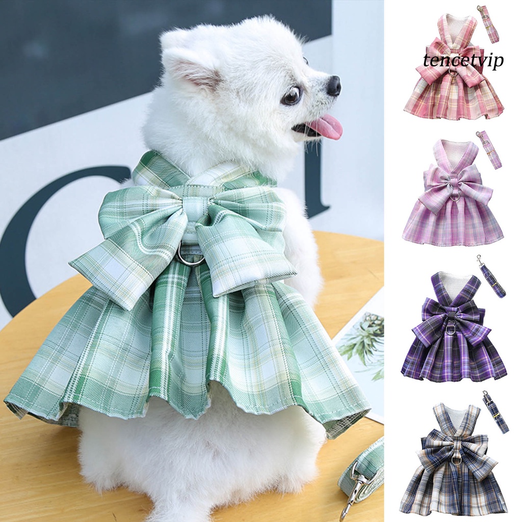 tencetvip Pet Harness Leash Plaid Pattern Adjustable Breathable Pet Cats Puppy Chest Strap Dress Traction Rope Kit for Pet Training #2