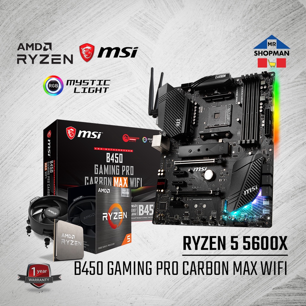 Amd Ryzen 5 5600x Processor With Msi B450 Gaming Pro Carbon Max Wifi Motherboard Bundle Shopee