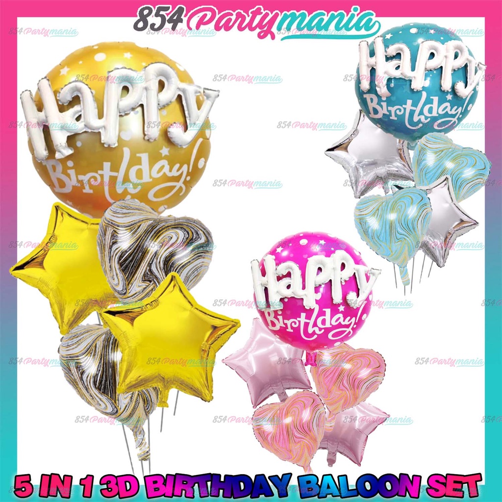 3D happy birthday balloon set 5 IN 1 3D HB BALLOON birthday balloons ...