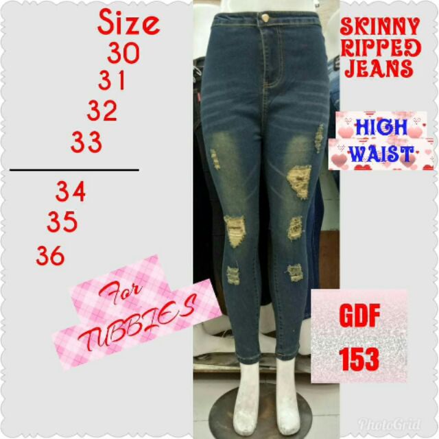 ladies skinny ripped jeans