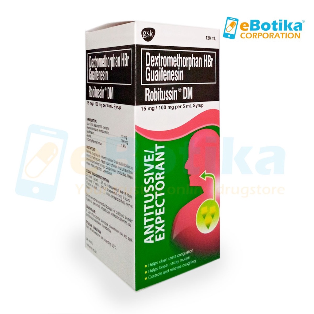 Robitussin DM Syrup 120ml - for cough, phlegm, itchy throat | Shopee ...