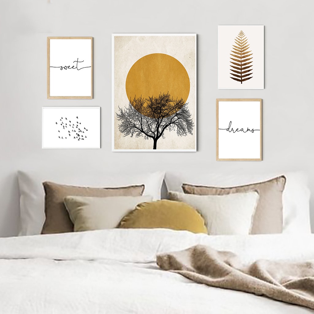 Morning Sun Tree Abstract Poster Nordic Print Scandinavian Wall Art Picture Sweet Dream Canvas Painting Simplicity Home