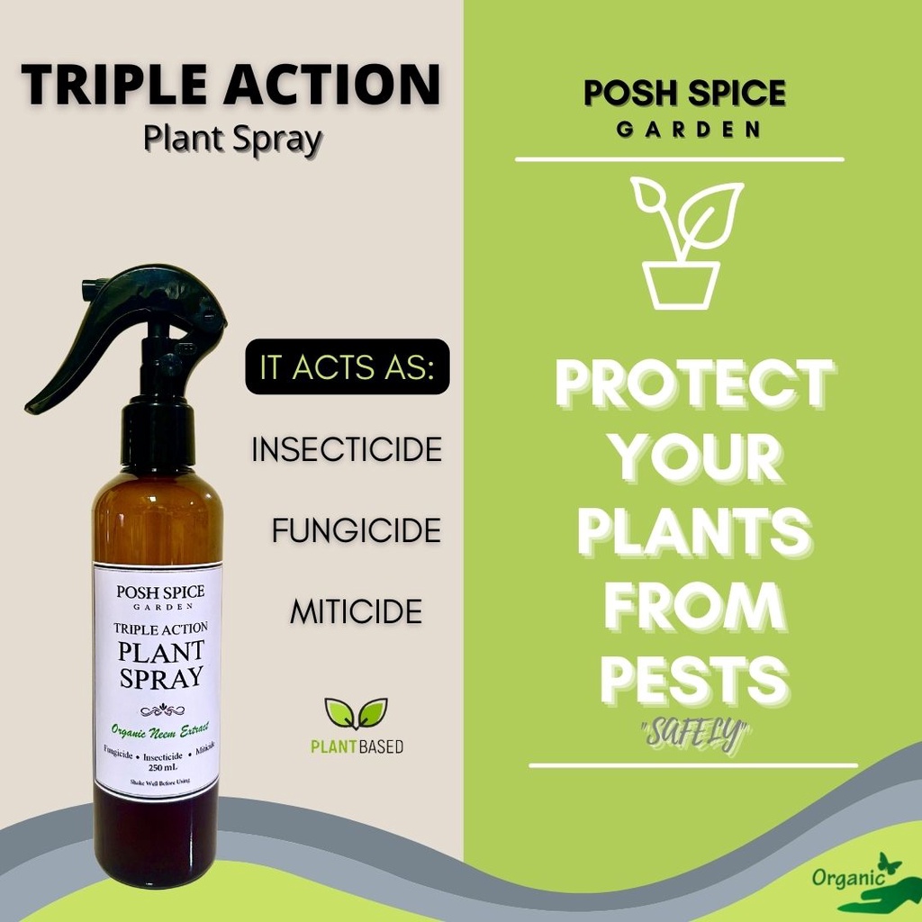 Triple Action Organic Neem Oil Plant Spray Pesticide Fungicide Ready To