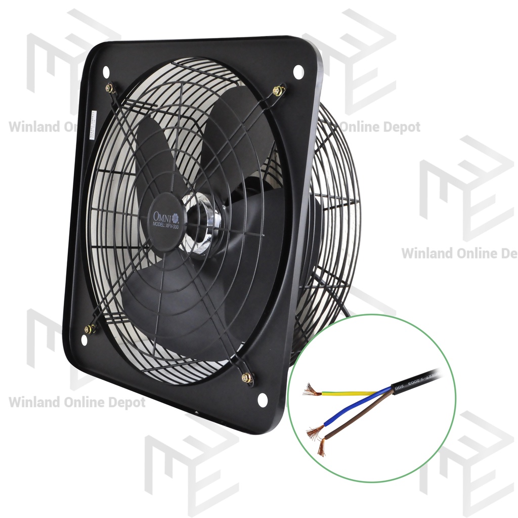 Omni Original Industrial Wall Mounted Exhaust Fan 12inch with Grille