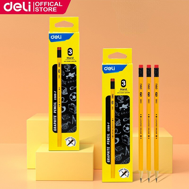 Deli 12pcs Pencil #1 #2 #3 Soft Medium Hard Pencil School Supplies ...