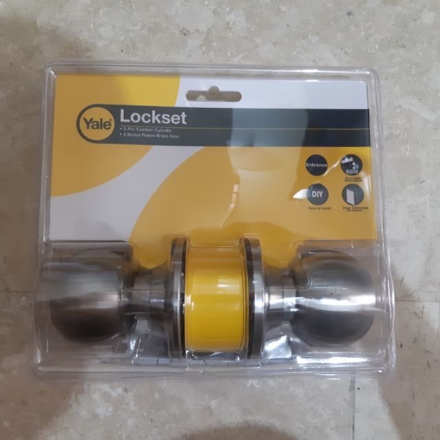 Yale Door Knob Tubular Cylinder Round Doorknob Lockset Lock Set
