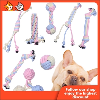  NEW+Funny Creative Pet Puppy Dog Chew Knot Toy Cotton Braided Bone Colorful Rope HAPPYTIME