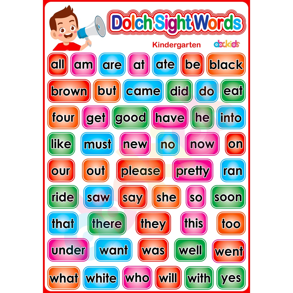 English Reading Educational Learning Materials And Wall Charts For Kids
