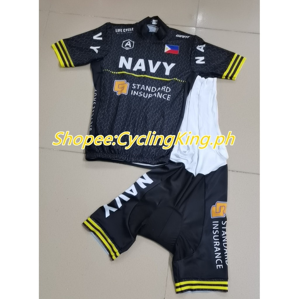 ◘ Navy Cycling Jersey Set Powerband Black Bibset 20D Gel Pad