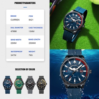 CURREN Men's Watches Original Brand Fashion Casual Business Sports Rubber Quartz Waterproof 8421 XC #5