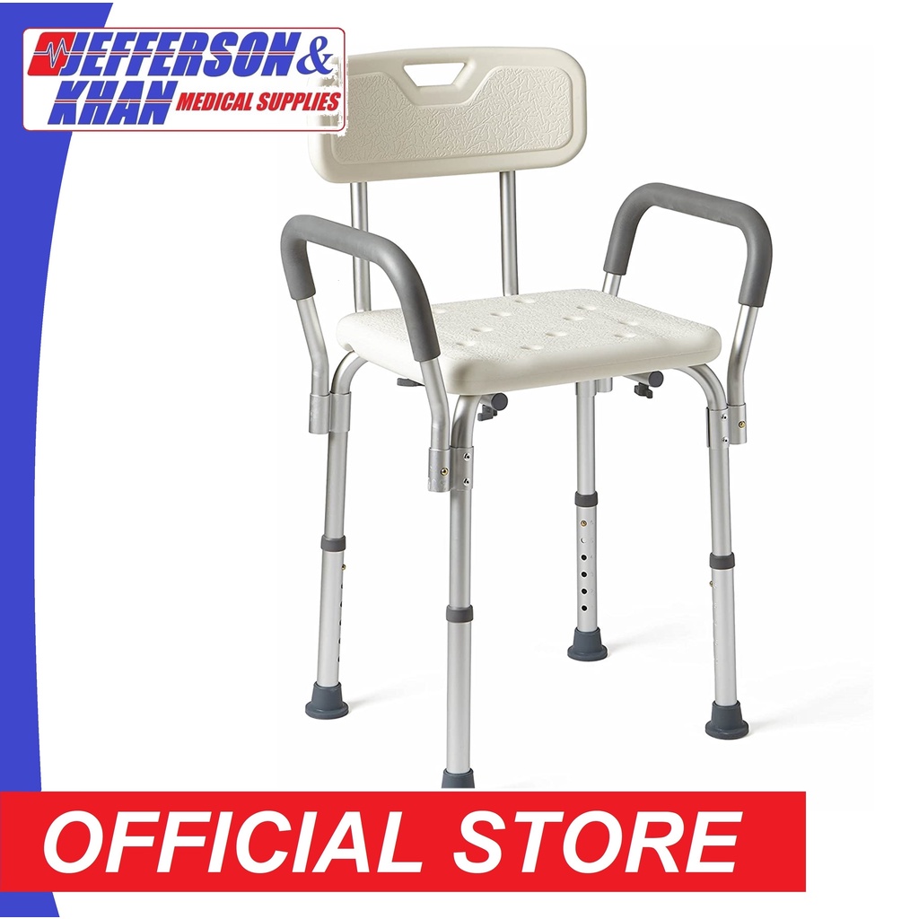 Shower Chair Bath Seat with Padded Armrests and Back Wheelchair Shower