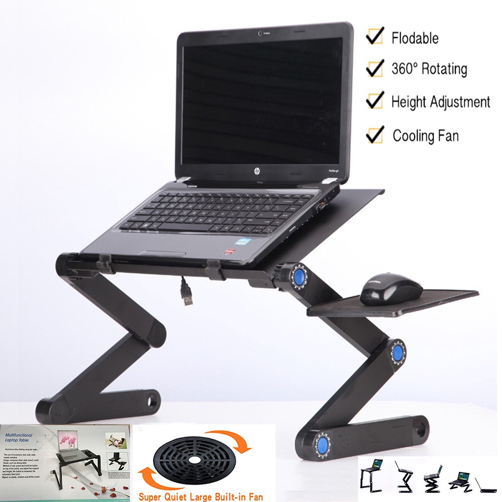 Magic Laptop Desk with Cooling Fan Ergonomic Portable Bed Lapdesk Tray ...