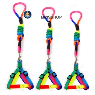 NEW Colorful Rainbow Pet Dog Collar Harness Leash Soft Walking Harness Lead Durable Rope Nylon 120cm