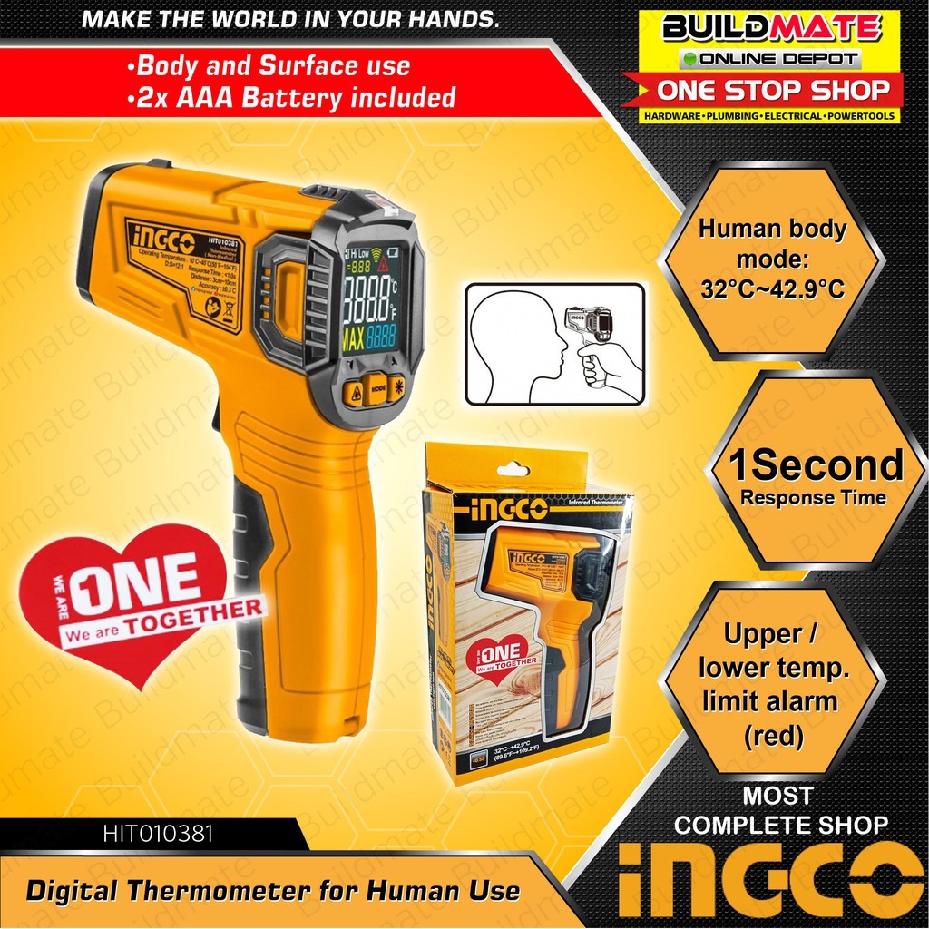 INGCO Infrared Digital Thermometer Thermal Scanner Body and Surface