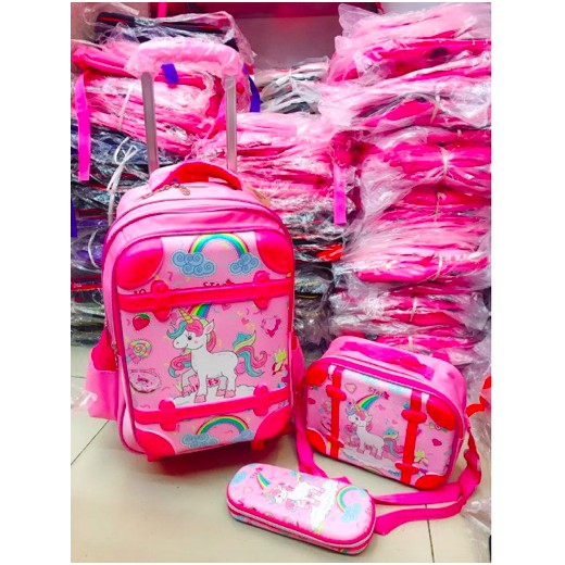 unicorn trolley school bag