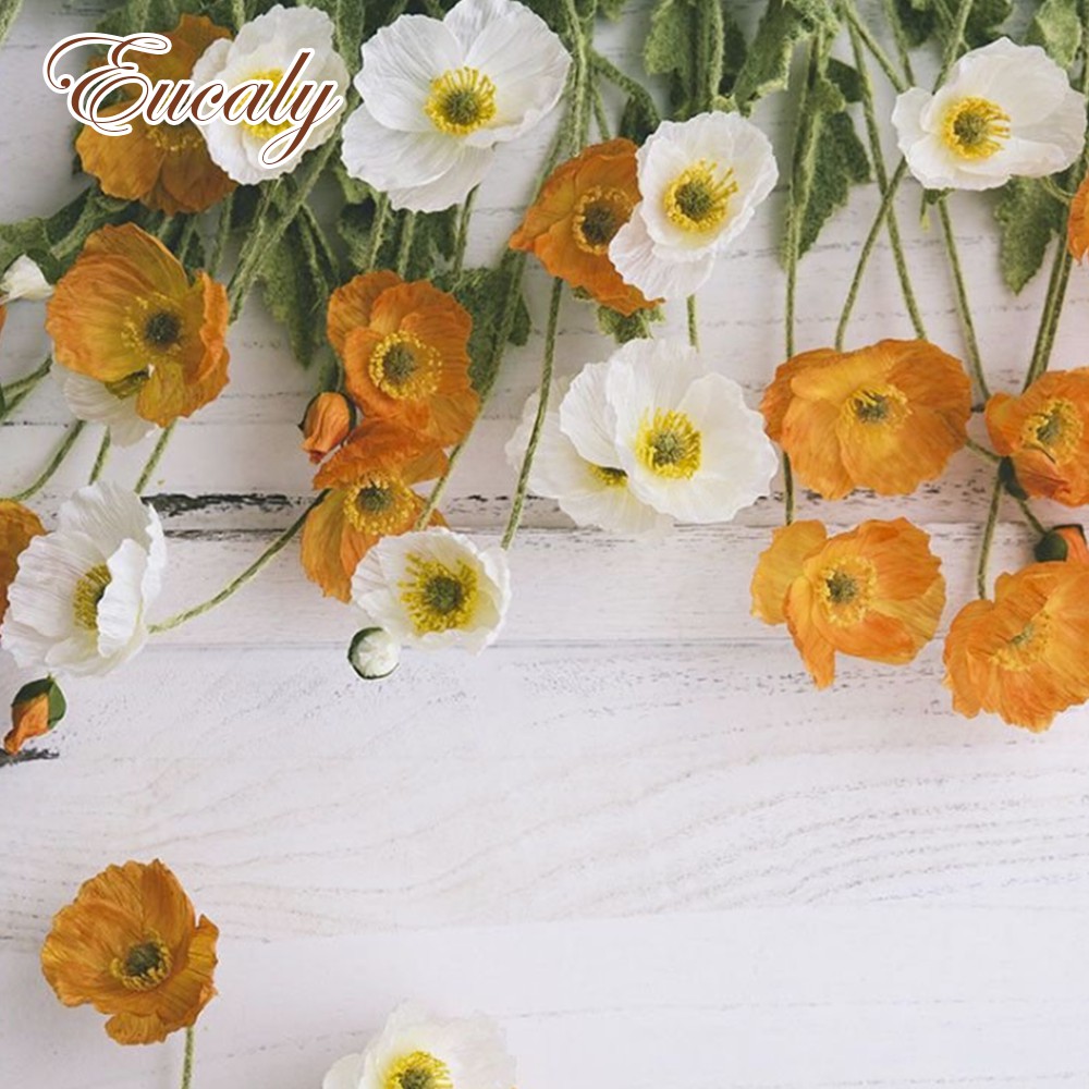 4 Heads/pcs Artificial Garden Poppy Silk Fake Flower Bridal Bouquet Wedding Party Home Decor