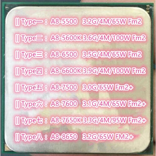 Cpu Processor Amd A8 5500 A8 5600k A8 6500 A8 6600k A8 7500 A8 7600 A8 7650k A8 8650 Fm2 Cpu Processor Desktop Processor 1 411