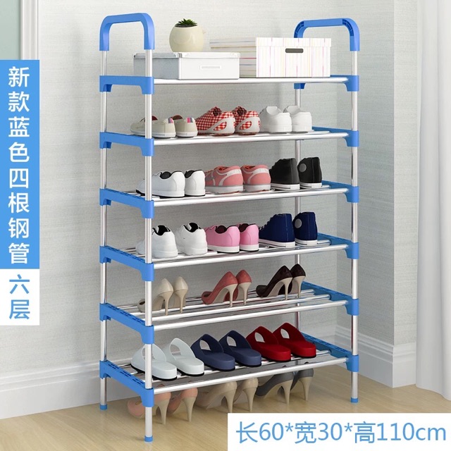 6 Layer Shoe Rack Tier Colored Stainless Steel Stackable Shoes Organizer Storage Stand Shopee Philippines