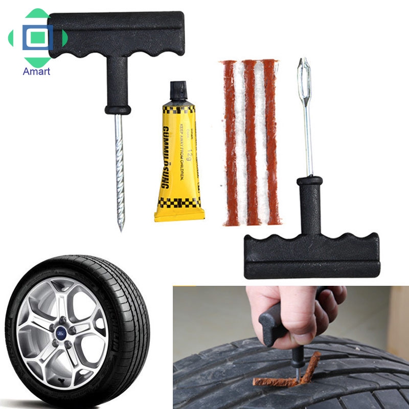 Auto Car Tubeless Tyre Puncture Plug Tire Motorcycle Bike Cement Repair Tool Kit