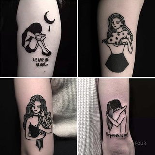 New Disposable Simple Waterproof Black and White Tattoo Stickers D