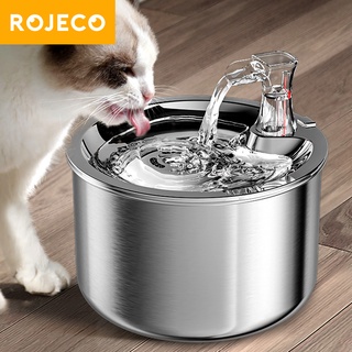 Rojeco Stainless Steel Cat Water Fountain Automatic Sensor Drinker For Cat Feeder Pet Water Dispenser Drinking Fountain For Cats