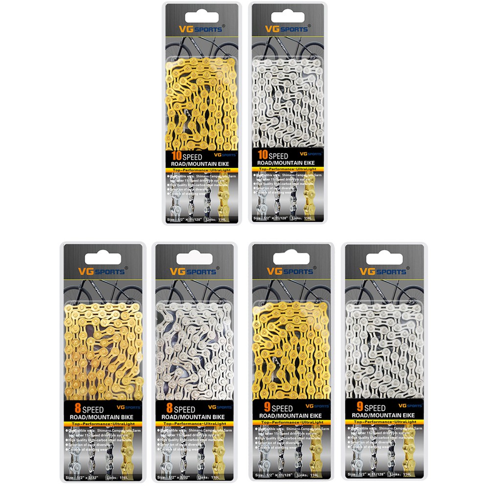New Vg Sports Bicycle Chain Steel 116 Links 9 8 10 Speed Mtb Bike Chain Cycling Equipment Shopee Philippines