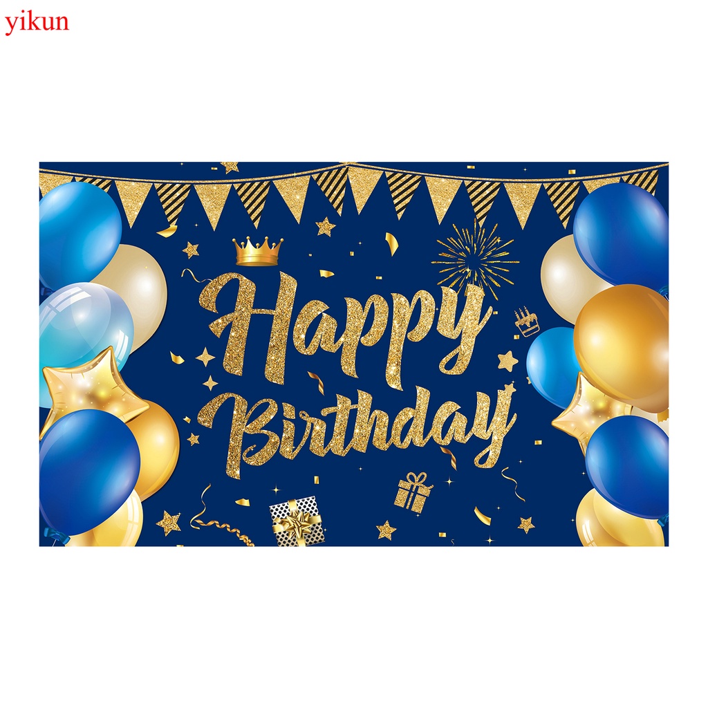 YIKUN Happy Birthday Decorations Banner, Navy Blue and Gold Happy Birthday  Sign Party Supplies Photo Backdrop Background  x  Inch | Shopee  Philippines