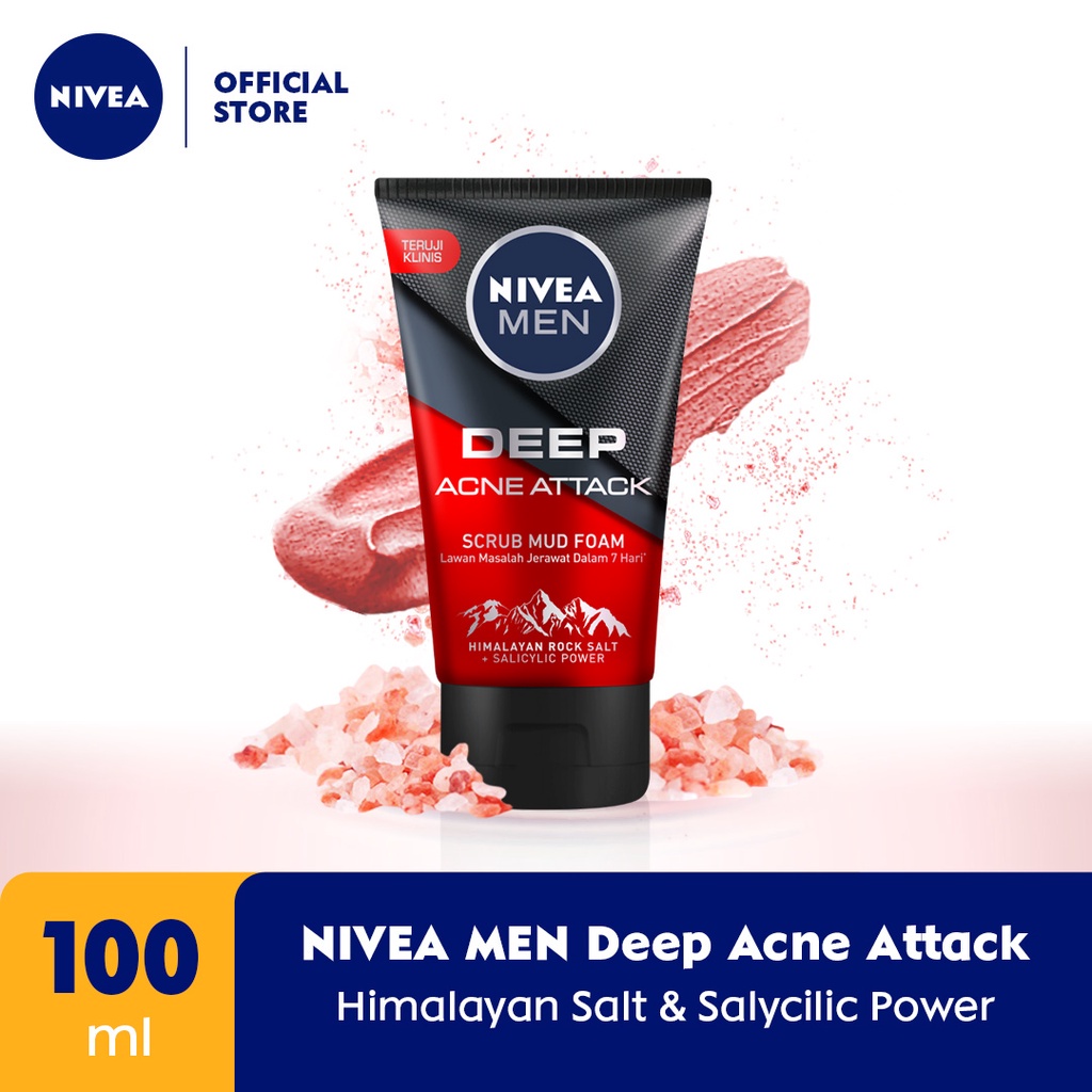 Nivea Men Deep Acne Attack Scrub Mud Foam 100mL Nivea Men Anti Acne