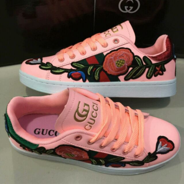 Gucci Floral Shoes in Peach | Shopee Philippines