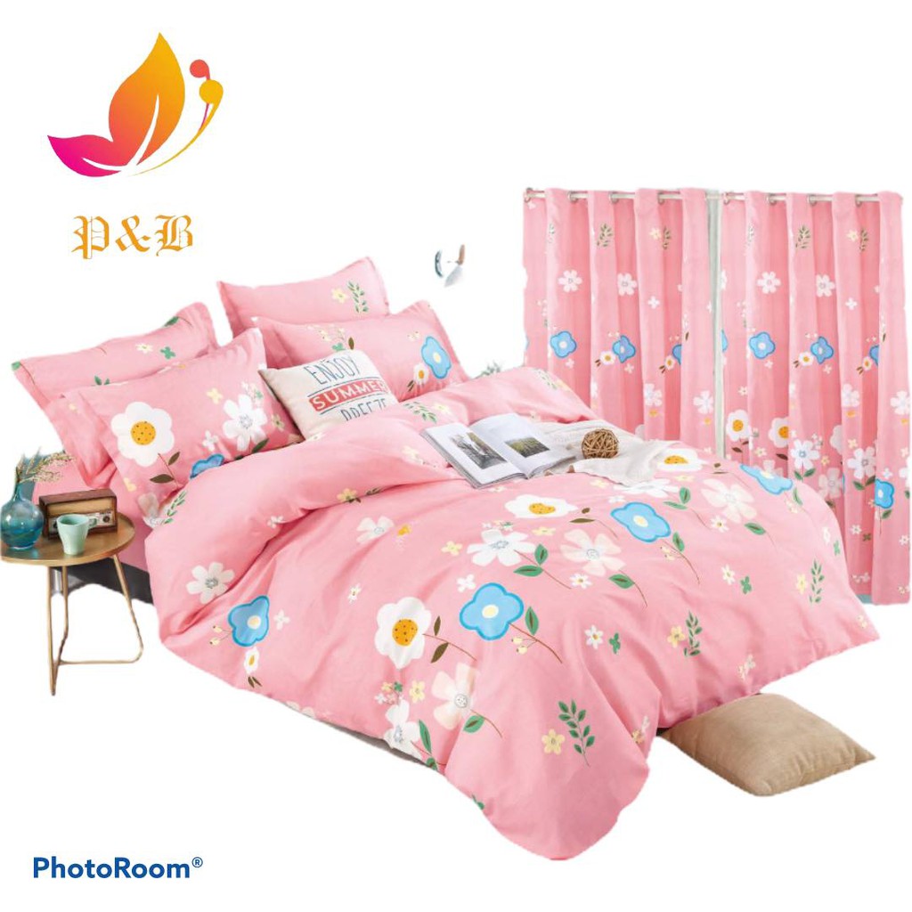 5in1 Bedsheet With Curtain Set Queen Size Shopee Philippines