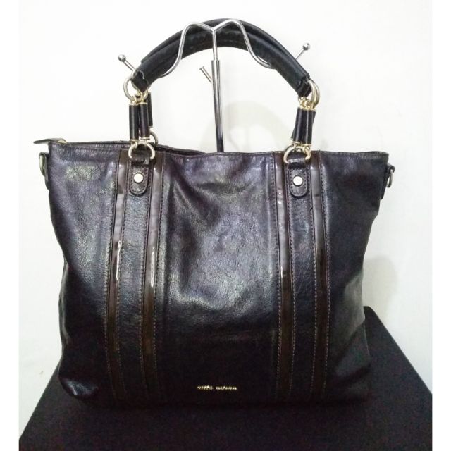 Preloved Vintage Mila Schön Genuine Leather Bag with Serial | Shopee ...
