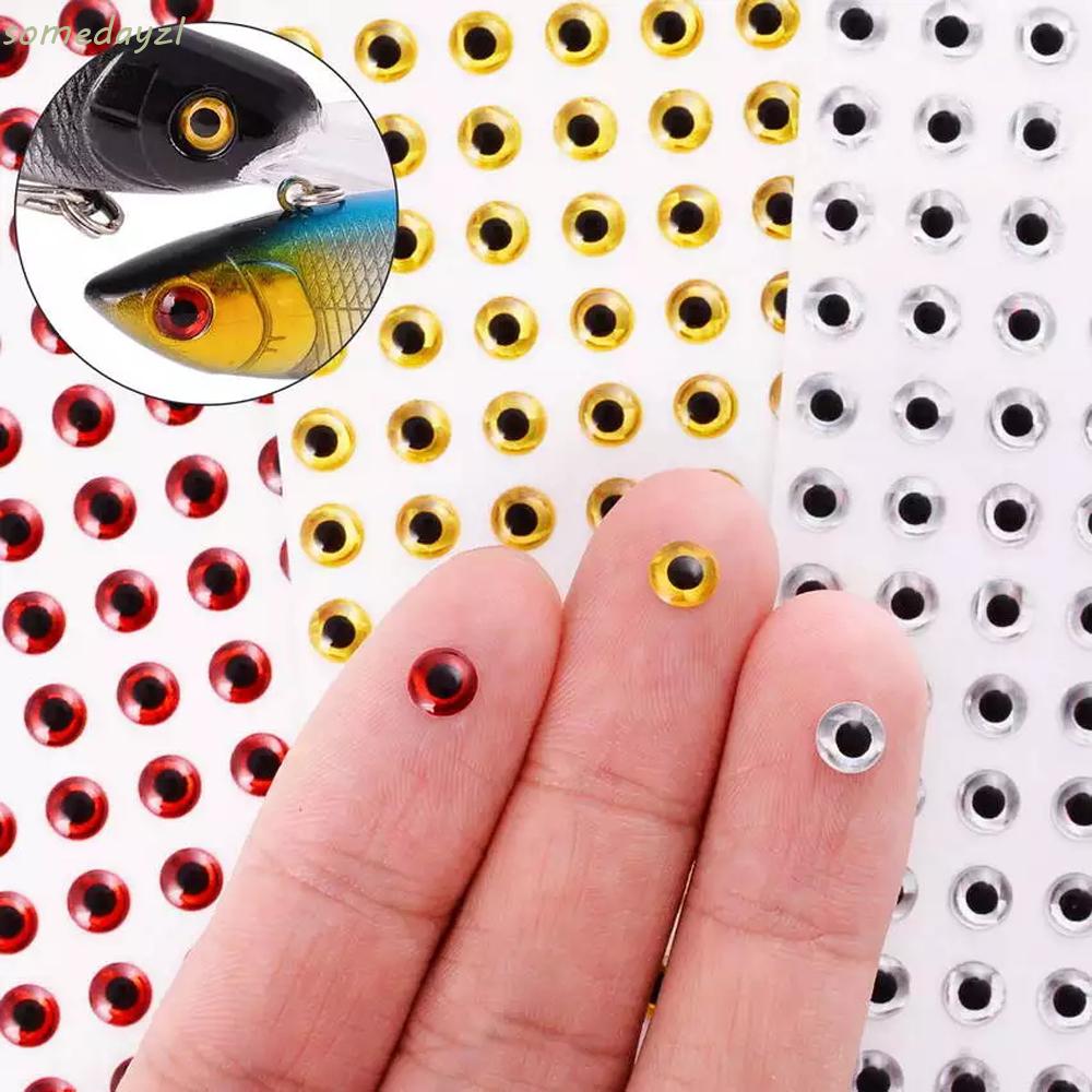 Fishing Lure 3D Gold/red Lure Eyes Simulation Making Fly Tying Fake Fish Eyes Saltwater DIY Lifelike Realistic Artificial Holographic Fake Eyes 5mm/6mm/7mm 