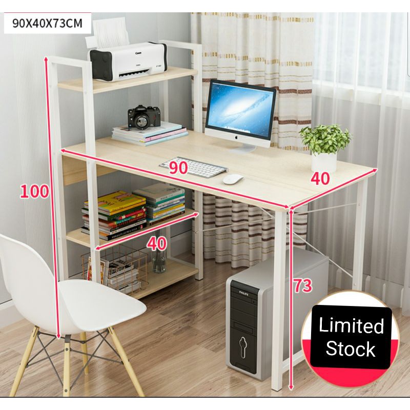 Computer table with book shelves 90cm Shopee Philippines