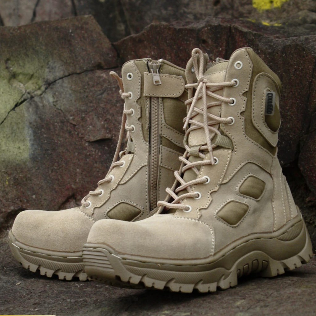 Tactical combat pdl Shoes SATPOL PP Genuine Leather suide cream 9 Inch ...