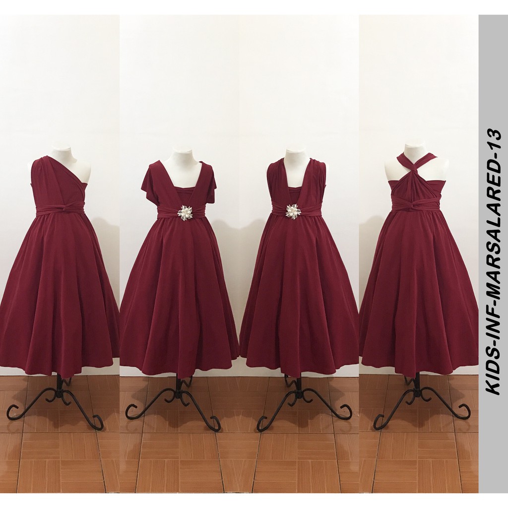 infinity dress for kids maroon
