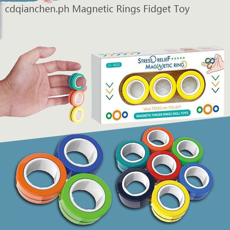 Fingears Magnetic Rings Fidget Toy Magnetic Bracelet Ring Unzip Toy Magical Ring Props Tools Hand Spinners Fidget Toy Colorful Unzip Finger Game Finger Toy Finger Gyro Toy with Bearing Focus 
