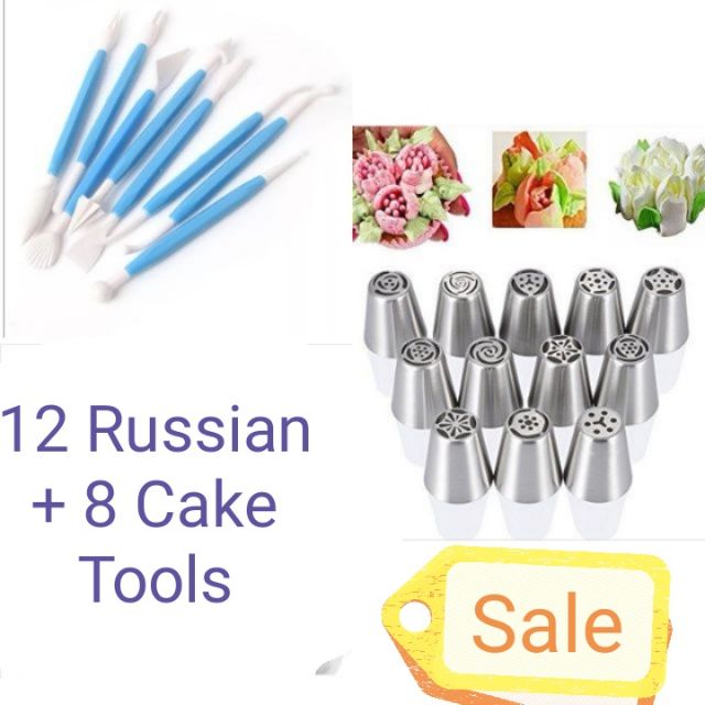 20 Pieces Cake Decorating Supplies Kit Tools With 12 Russian