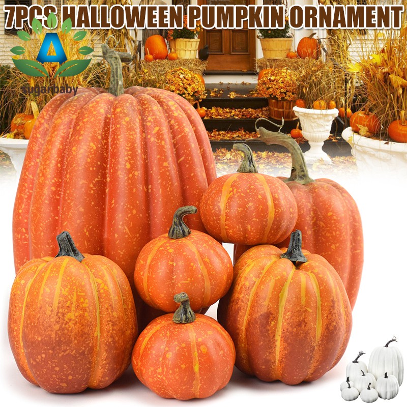 Details about   12pcs Halloween Harvest White Artificial Pumpkins Fall Thanksgiving Decorative 