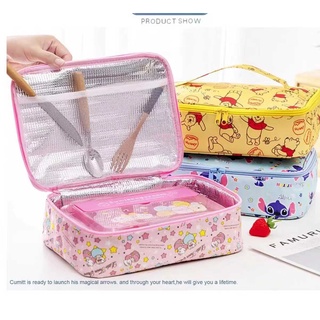 Portable Lunch Box Bag Insulated Square Character and Plain Lunch Box Bag