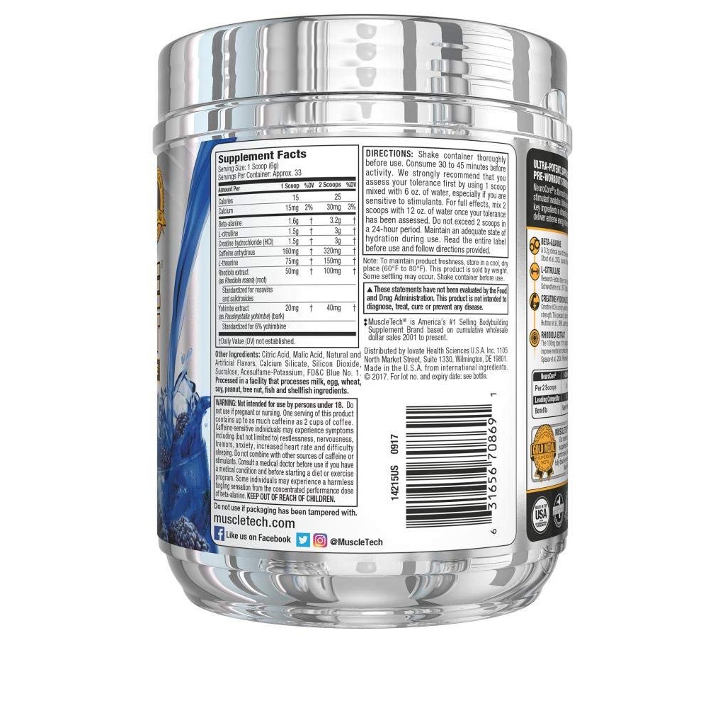 Muscletech Neurocore Pre Workout Icy Blue Raspberry Shopee Philippines