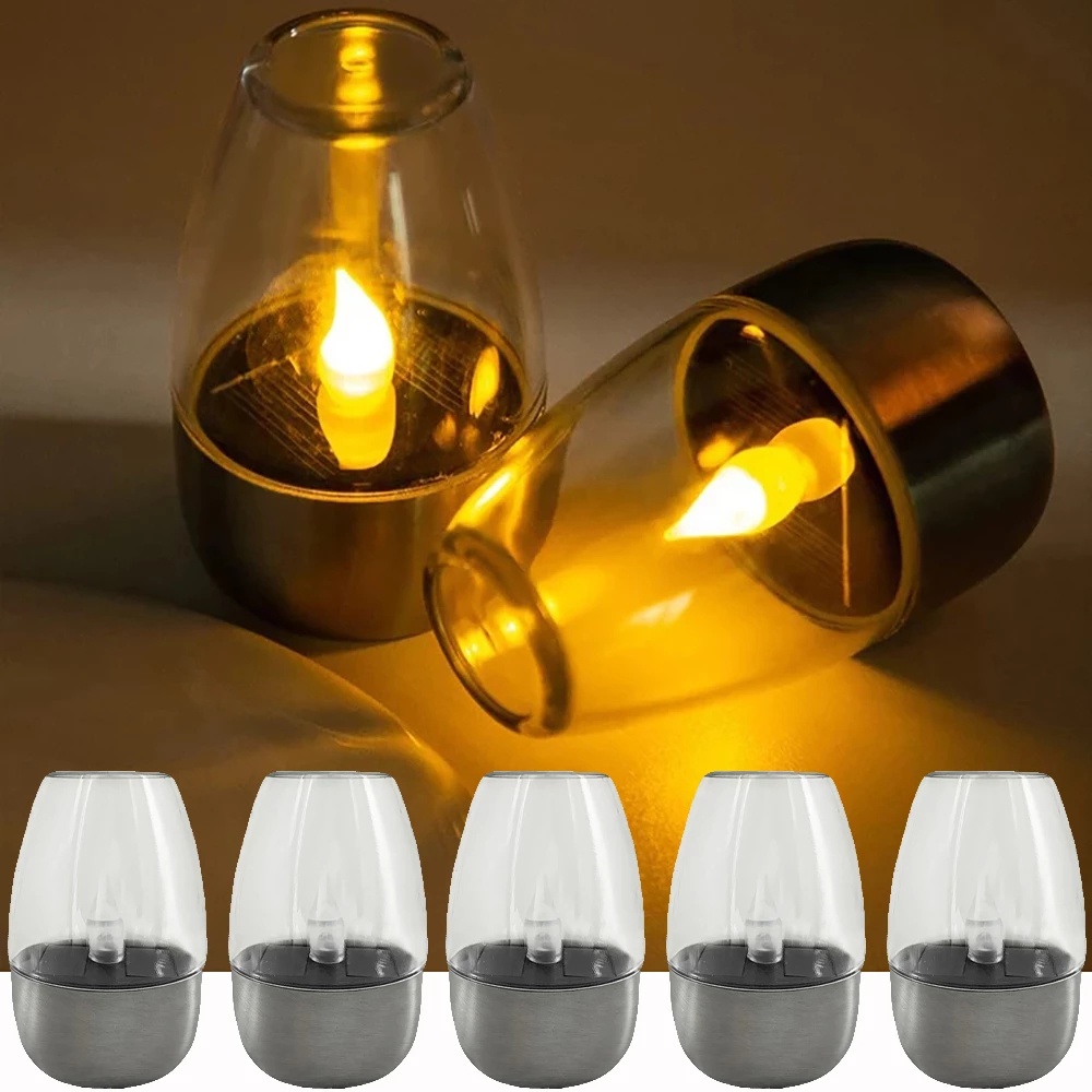 [Home Decoration] Creative Solar Stainless Steel LED Candle Lights